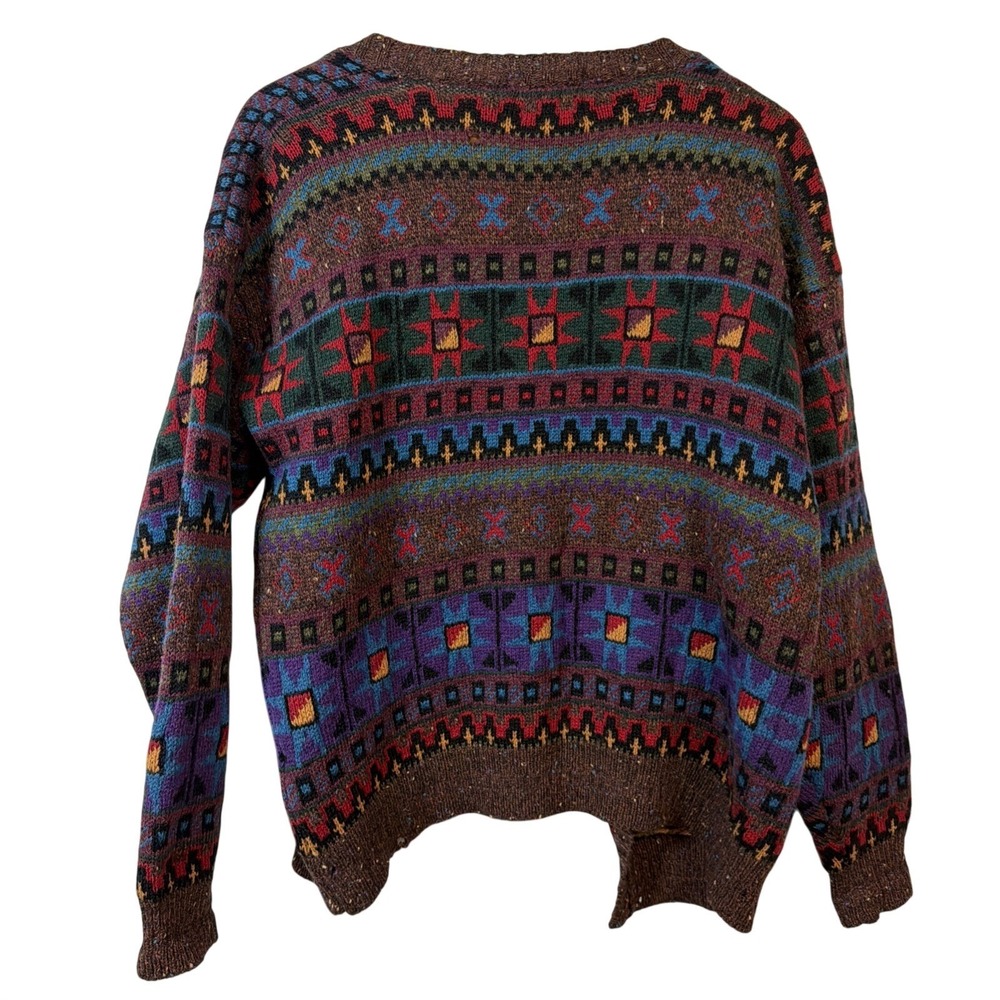 Woolrich Cardigan Sweater Womens S Brown Multi Fair Isle Vintage 90s Handframed - Picture 10 of 13